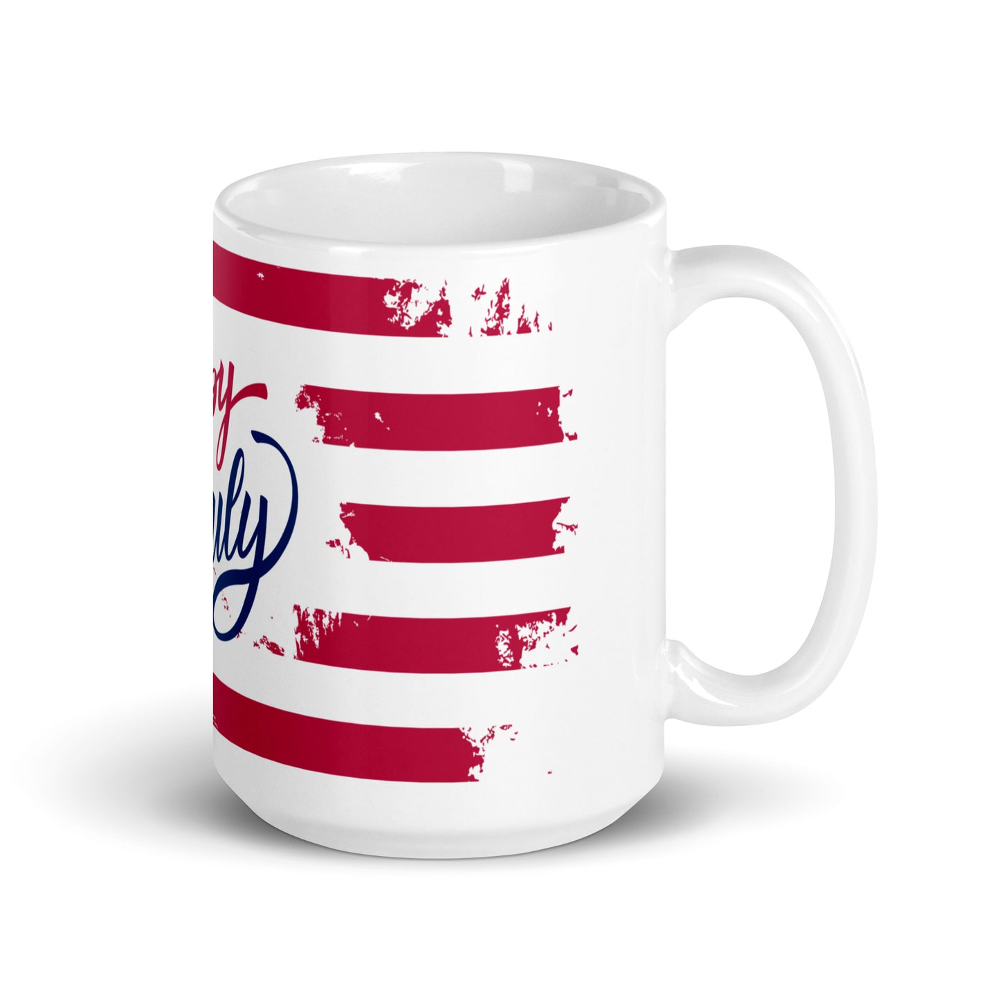 4th of July #01 "Happy 4th of July" w/ Print Inside American Flag Full Wrap White glossy mug