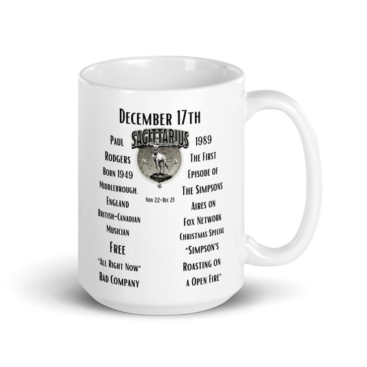 On This Day: Birthday Series - December 17th - (B) Paul Rodgers & The Simpsons - White glossy mug