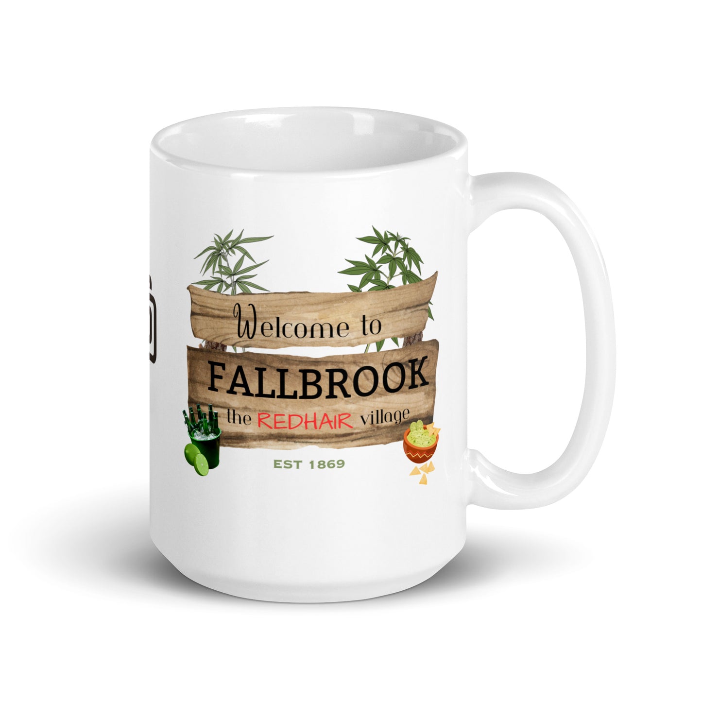 Nostalgia Series #02 "Welcome to FALLBROOK" White glossy mug