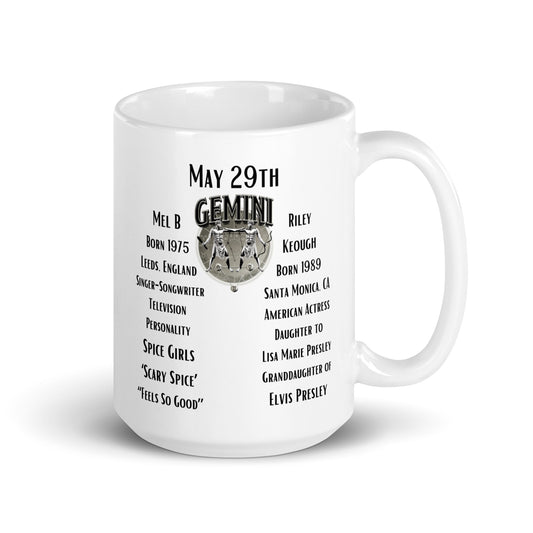 On This Day: Birthday Series - May 29th - (B) Mel B & Riley Keough - White glossy mug