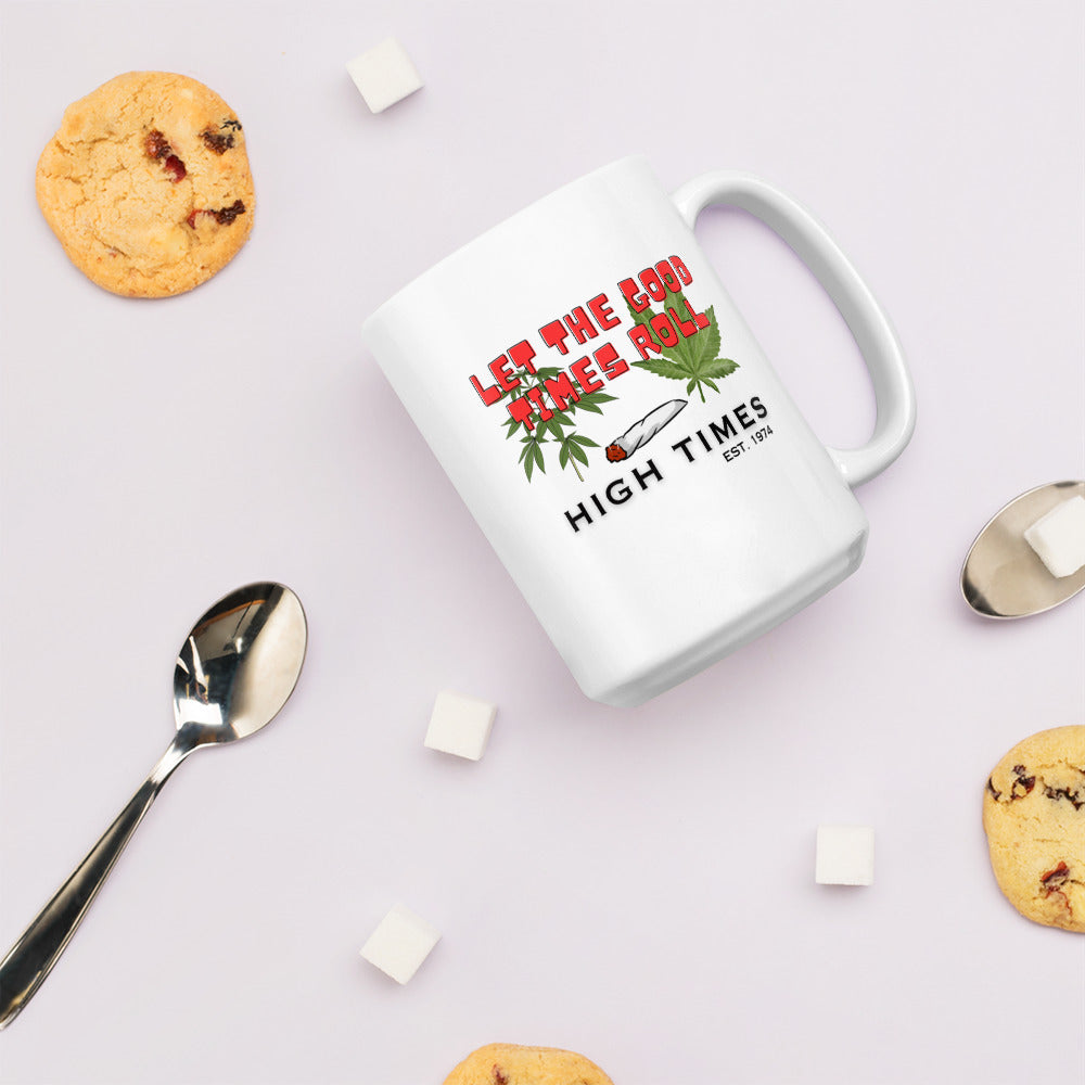 Nostalgia Series #03 "LET THE GOOD TIMES ROLL" White glossy mug