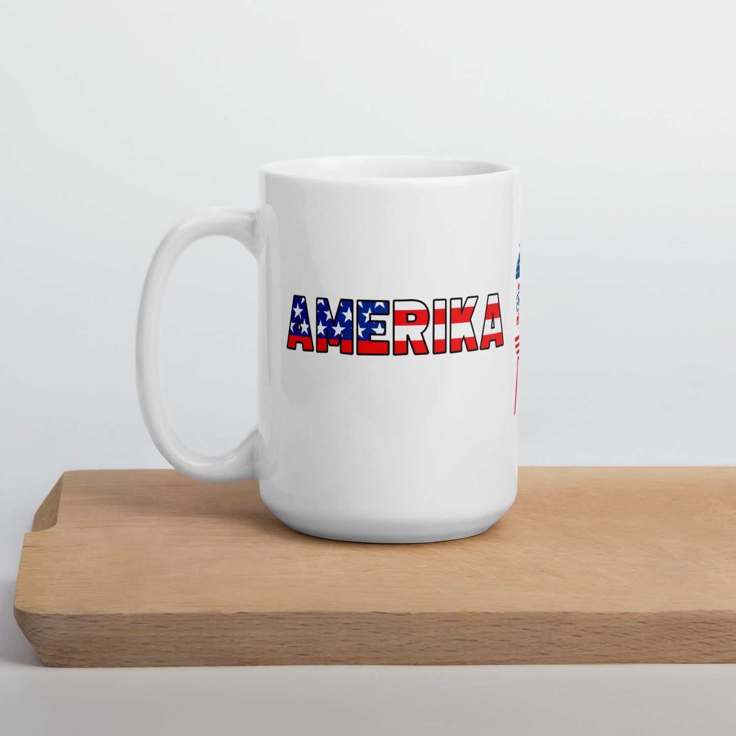 4th of July #11 "AMERIKA" Full Wrap White glossy mug