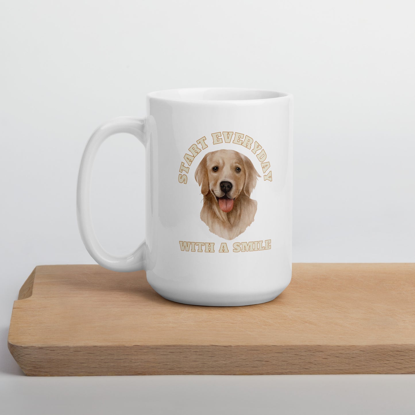 Man's Best Friend #07 Golden Retriever "START EVERYDAY WITH A SMILE"White glossy mug