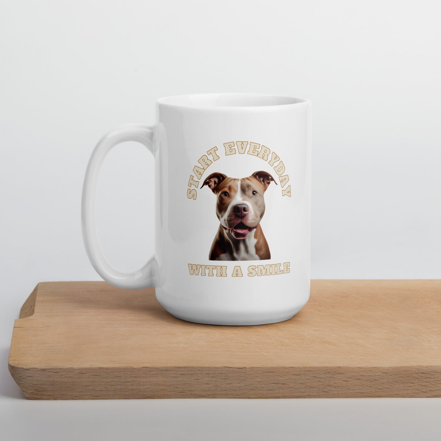 Man's Best Friend #08 American Pit Bull "START EVERYDAY WITH A SMILE" White glossy mug