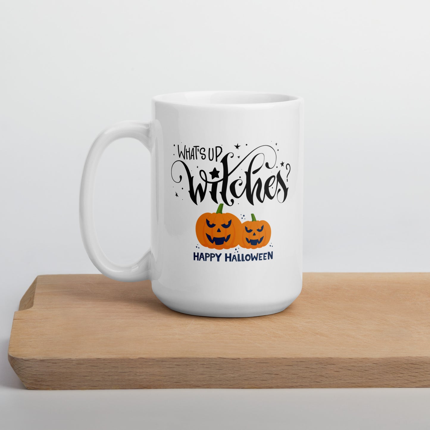 Halloween #17 "What's Up Witches" White glossy mug