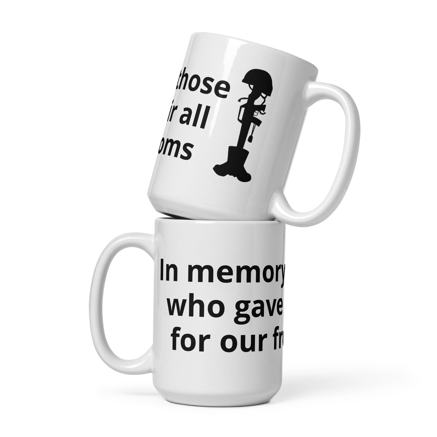 Memorial Day #01 "In Memory of" Fallen Soldiers Full Wrap White glossy mug