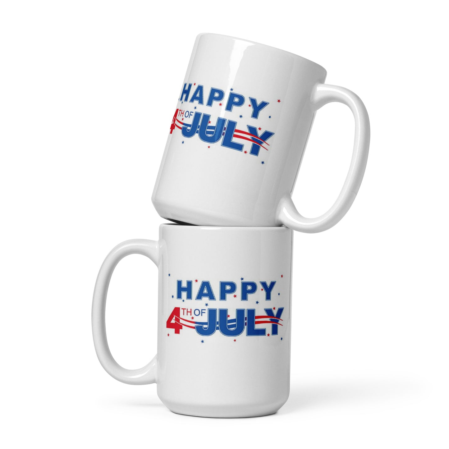 4th of July #07 "Happy 4th of July" White Glossy Mug