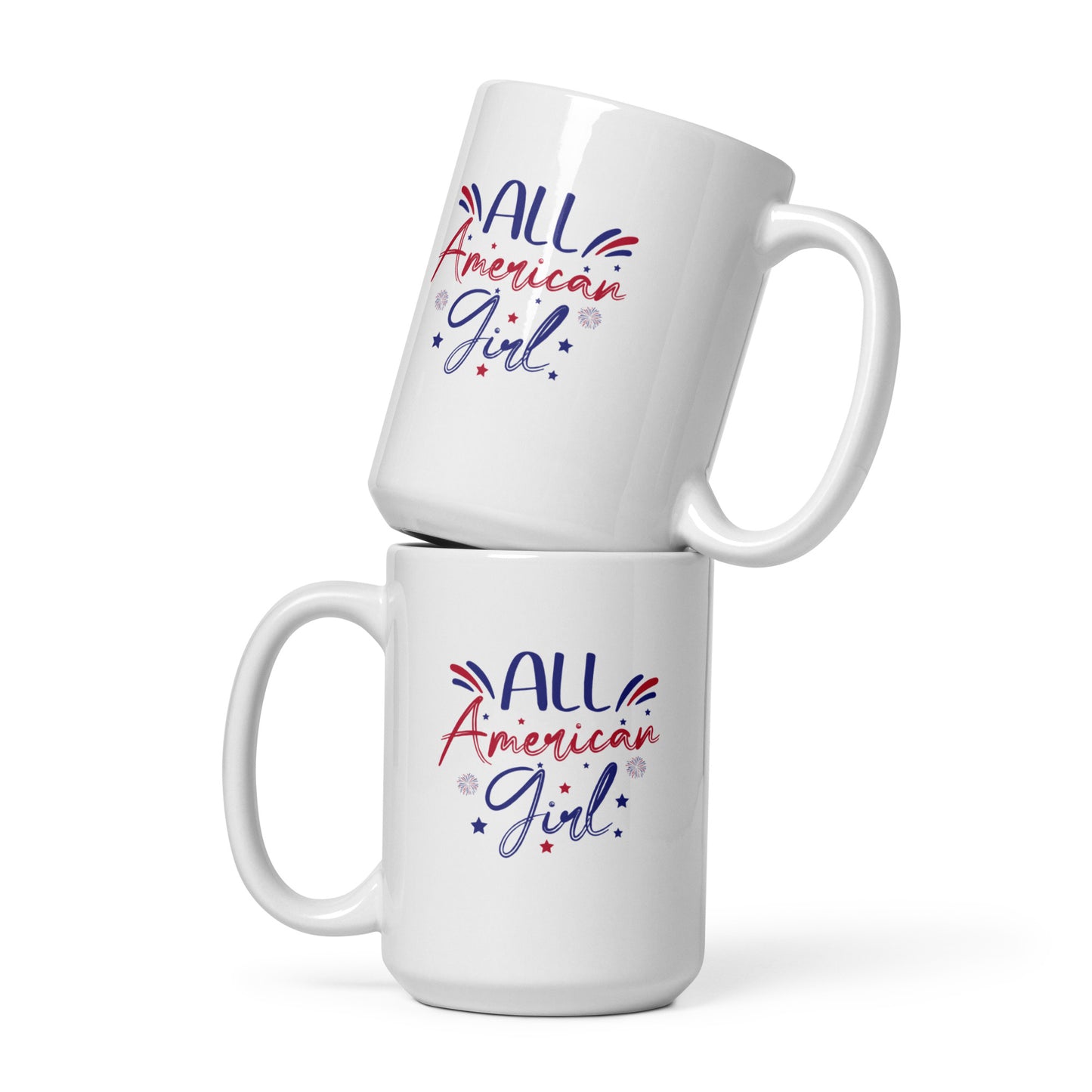 God Bless America #03 "ALL American girl" White glossy mug