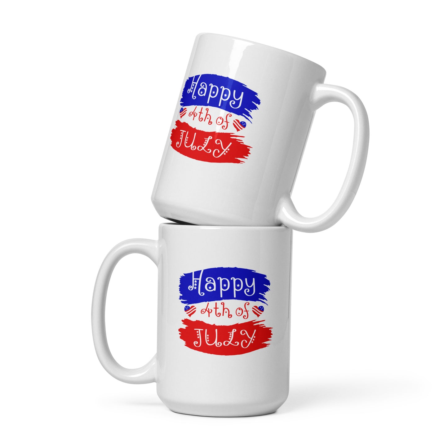 4th of July #21 "Happy 4th of JULY" White glossy mug