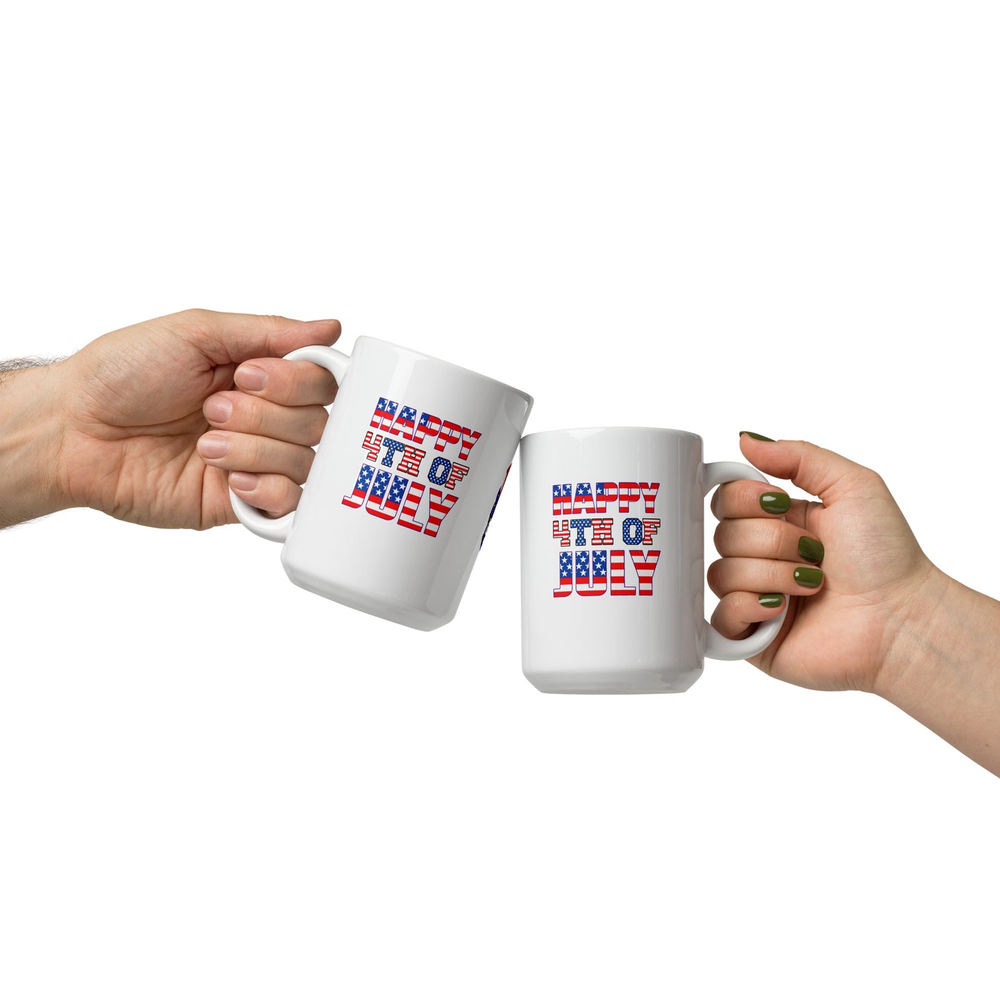 4th of July #13 "HAPPY 4TH OF JULY" Full Wrap White glossy mug