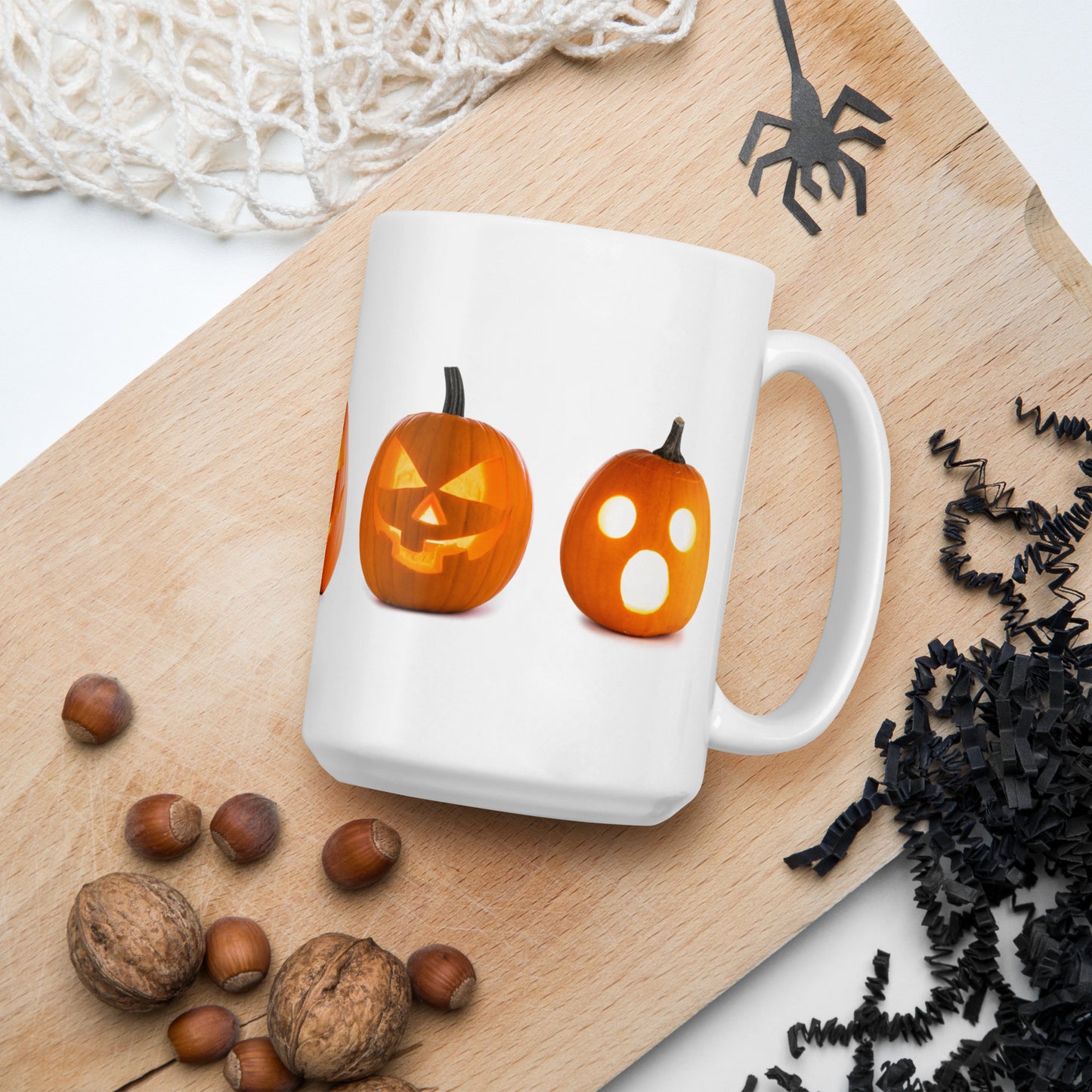 Halloween #04 (5) Scary Jack-o'-lanterns Full Wrap White glossy mug