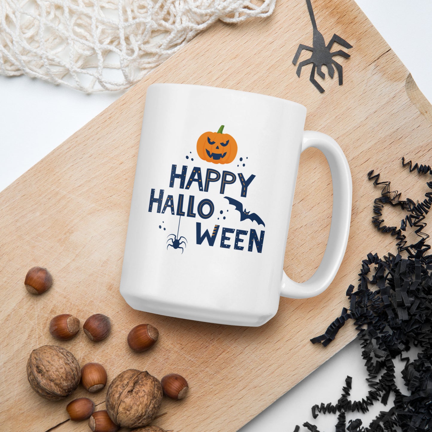 Halloween #18 "HAPPY HALLOWEEN" White glossy mug