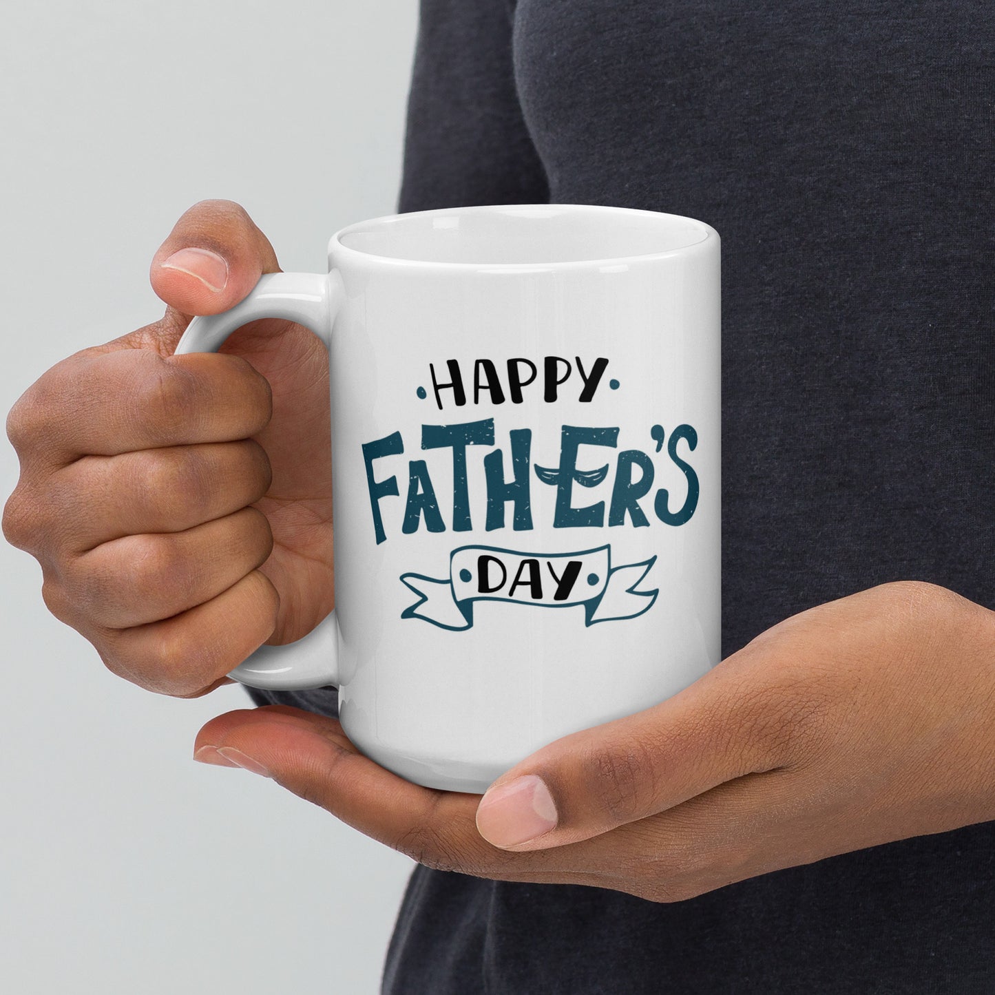 Father's Day #01 "Happy Father's Day" White glossy mug