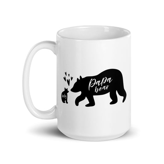 Father's Day #08 Papa Bear w/ Baby Bear White glossy mug