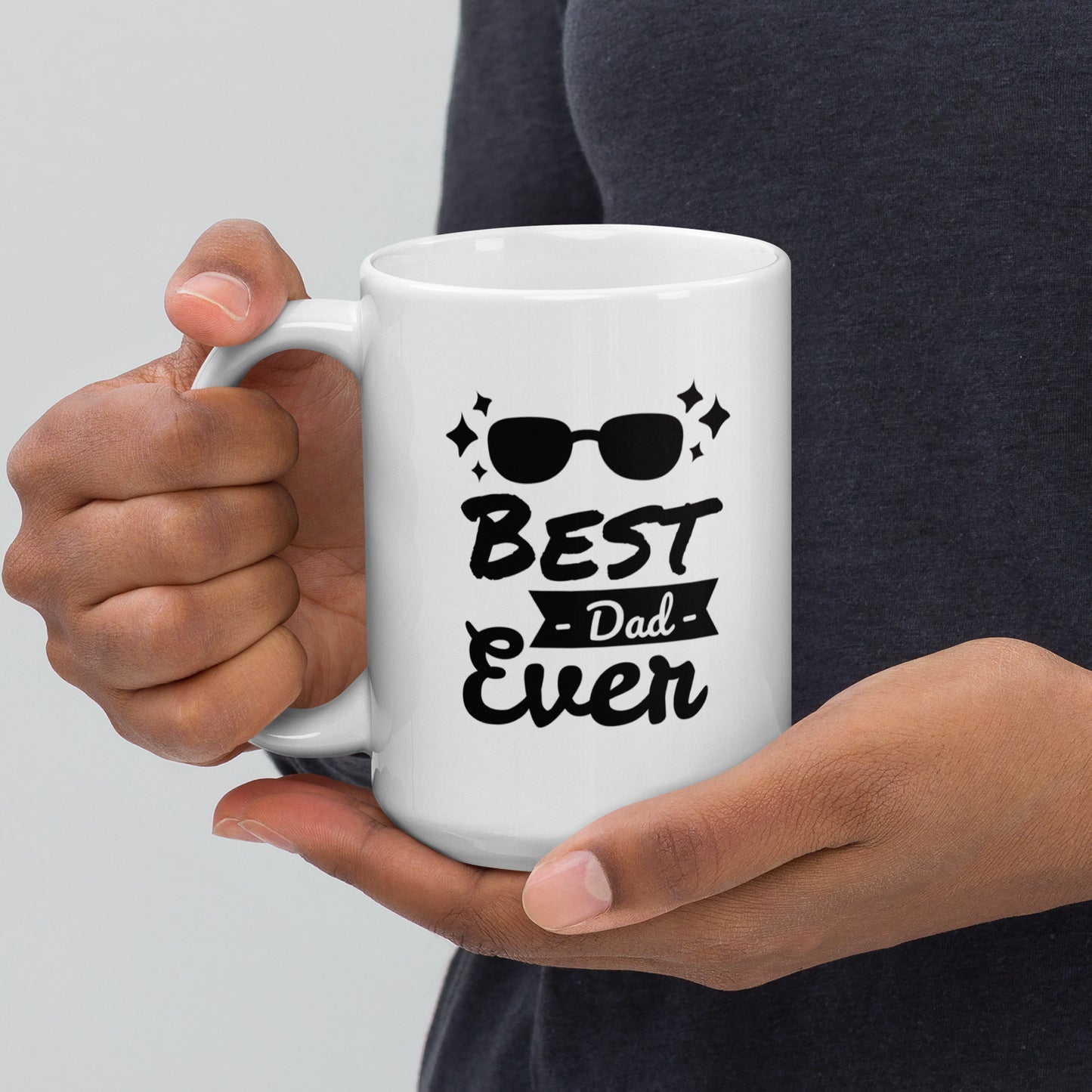 Father's Day #02 "Best Dad Ever" White glossy mug