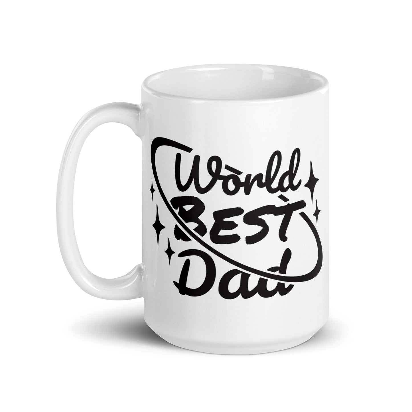 Father's Day #04 "Worlds Best Dad" White glossy mug