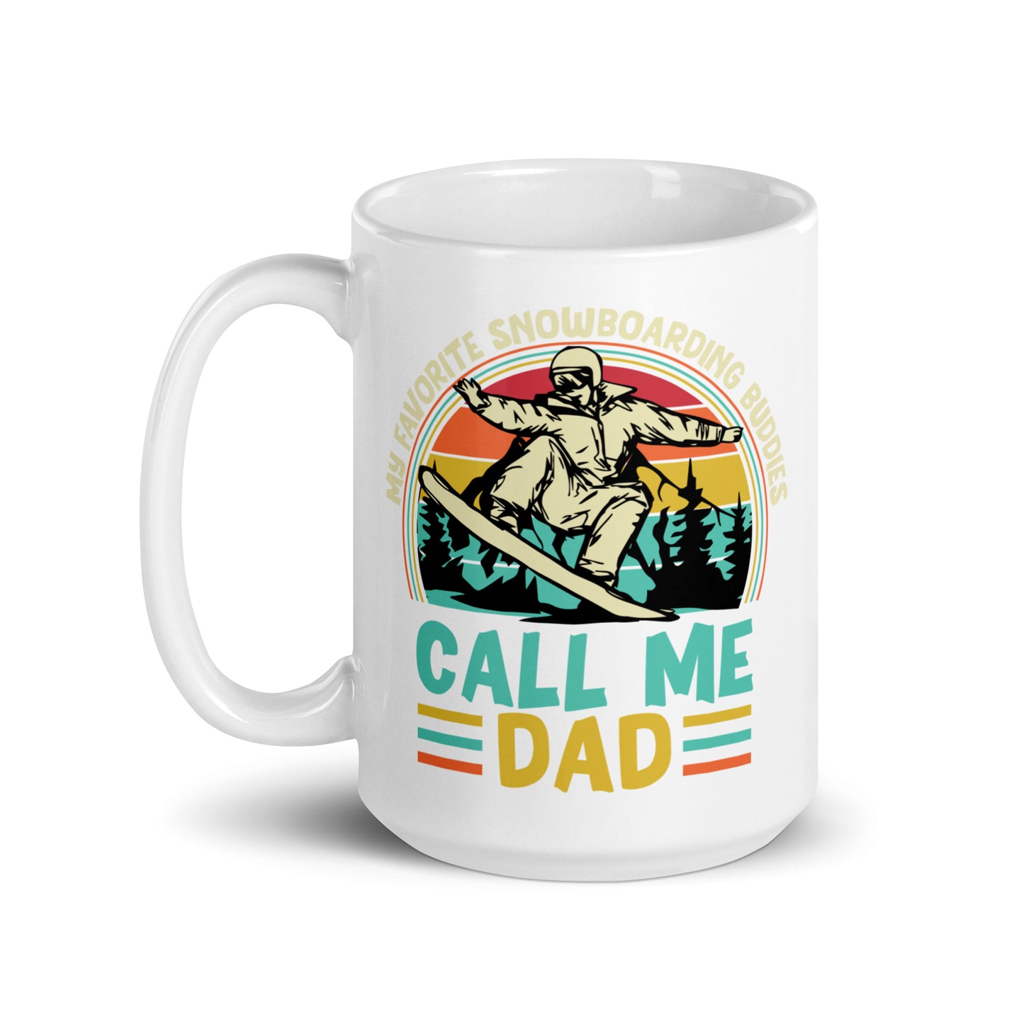 Father's Day #06 "Call Me Dad" (Snowboarder) White glossy mug