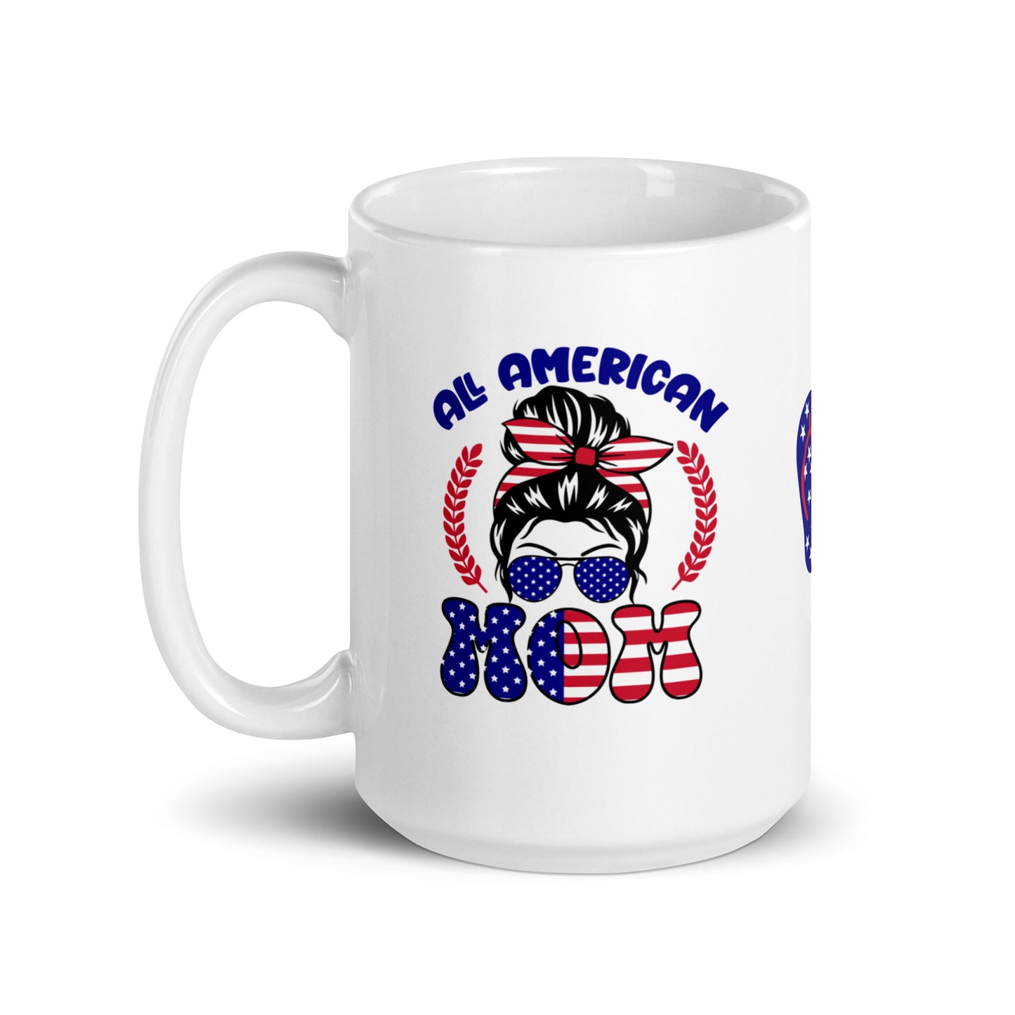 God Bless America #05 "ALL AMERICAN MOM" w/ Image of Flip Flops Full Wrap White glossy mug