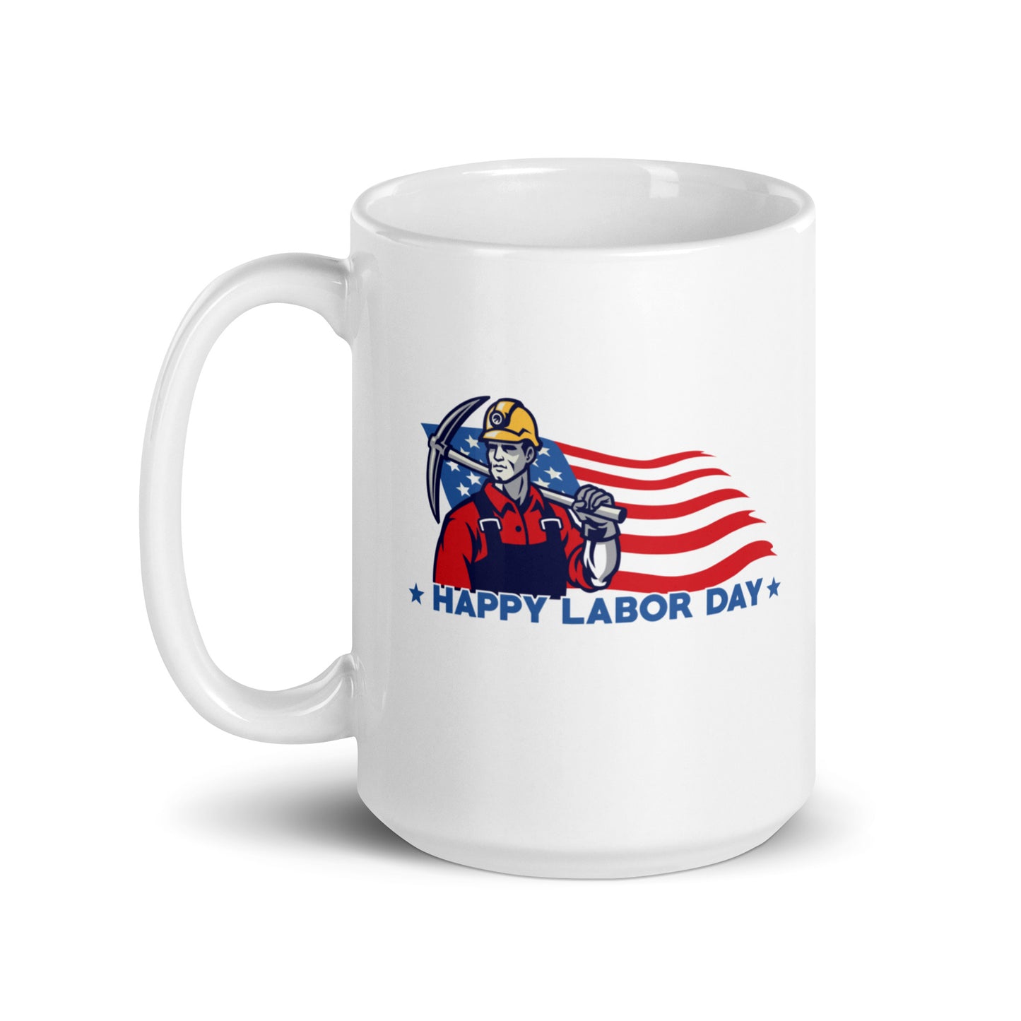 Labor Day #03 "HAPPY LABOR DAY" White glossy mug