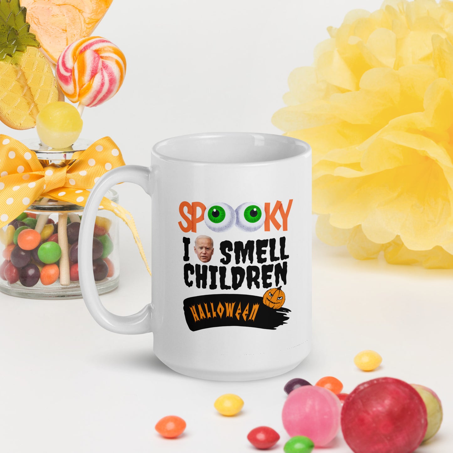 Halloween #05 "I SMELL CHILDREN" White glossy mug