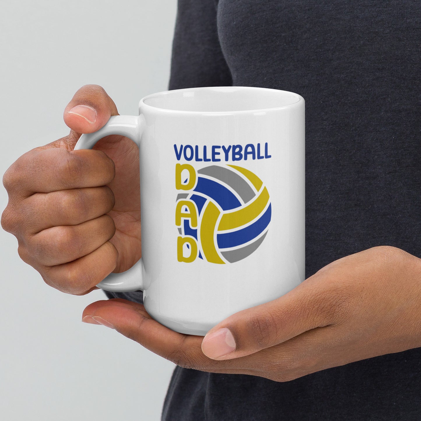 Dad #01 "Volleyball Dad" White glossy mug