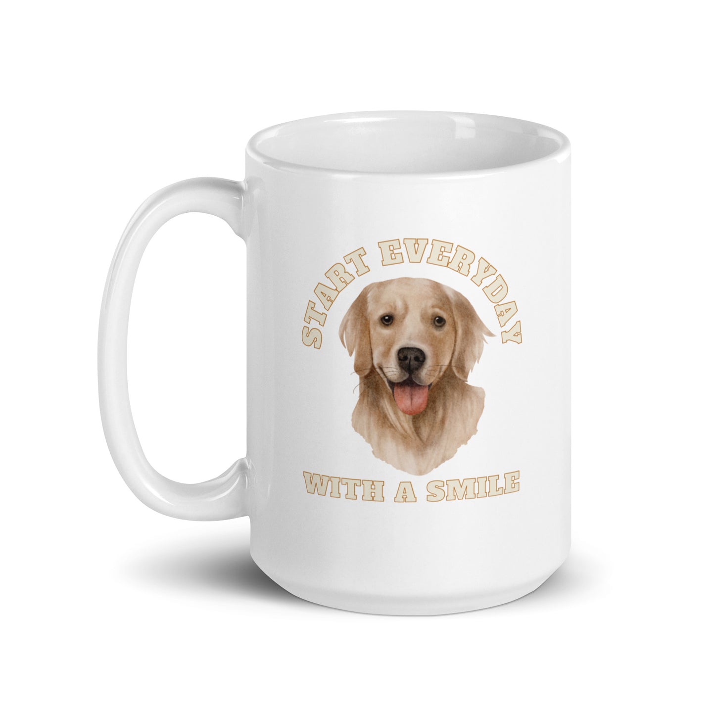 Man's Best Friend #07 Golden Retriever "START EVERYDAY WITH A SMILE"White glossy mug