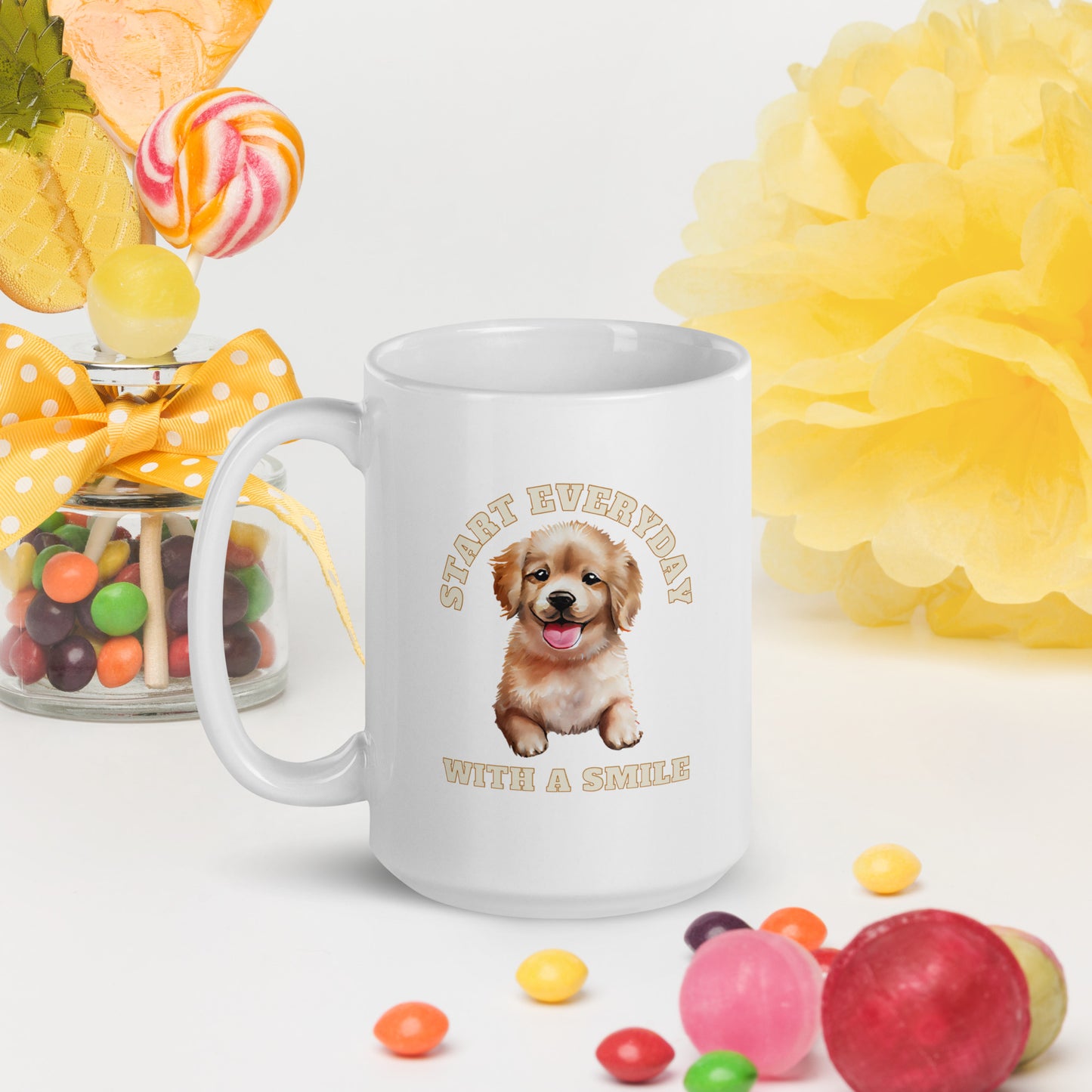 Man's Best Friend #06 Labrador Retriever "START EVERYDAY WITH A SMILE" White glossy mug