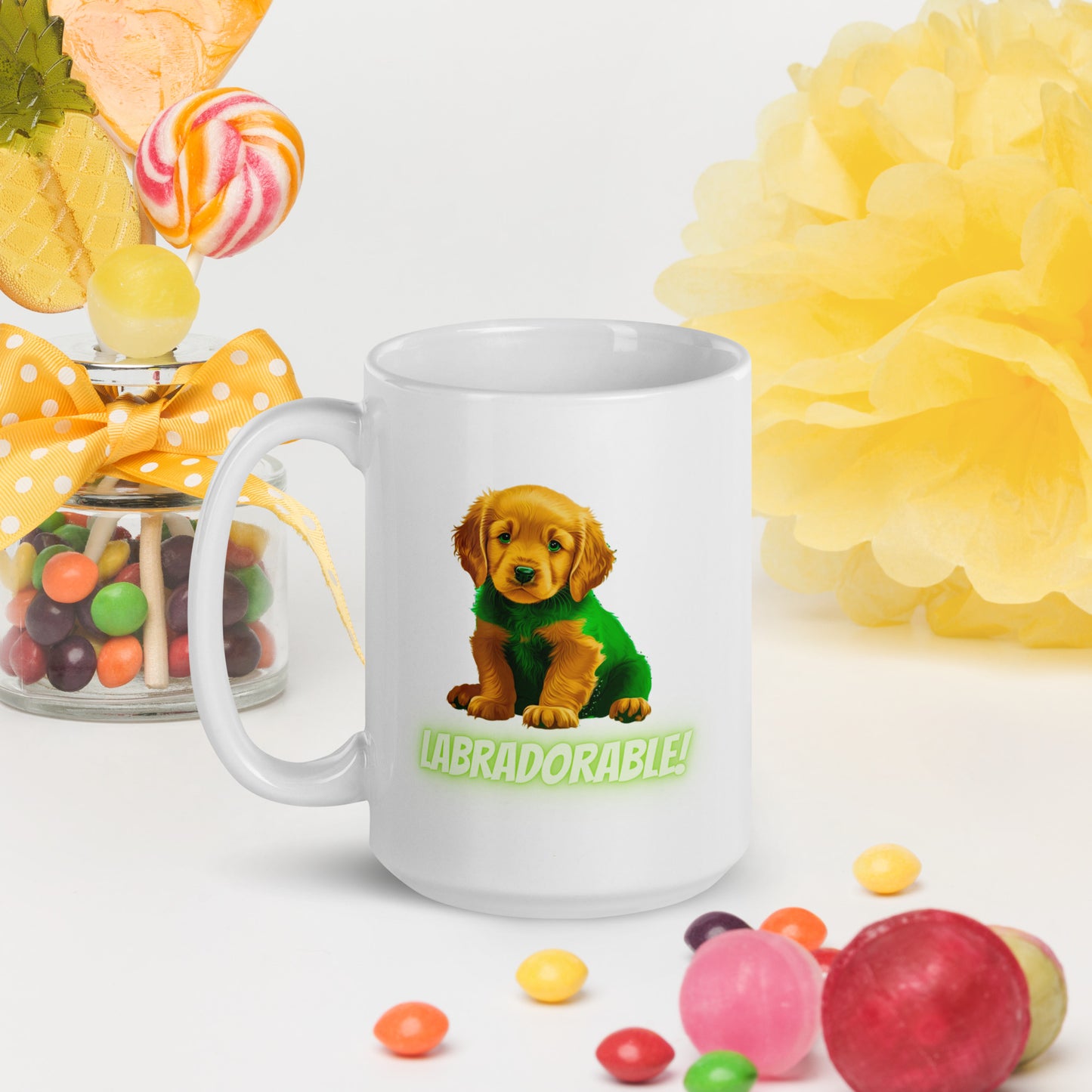 Man's Best Friend #09 Labrador Retriever "Labradorable" White glossy mug