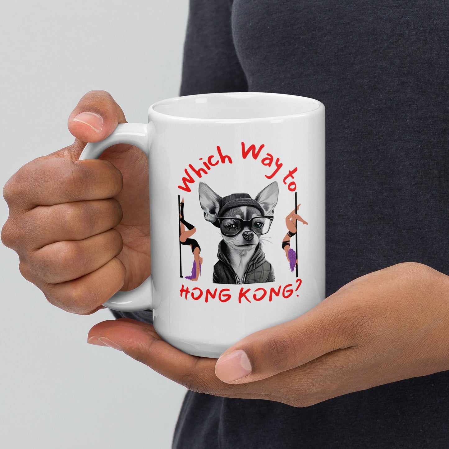 Rude, Crude, and Funny #04 "Which Way to Hong Kong?" White glossy mug