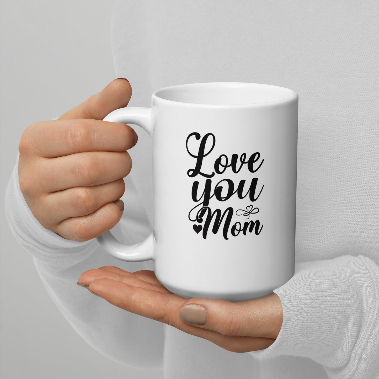 Mom #01 "Love you Mom" White glossy mug