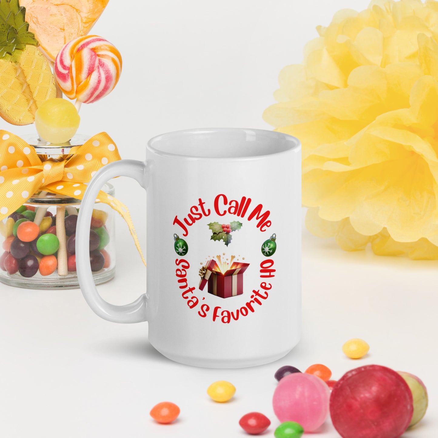 Rude, Crude, and Funny #08 "Just Call Me Santa's Favorite HO" White glossy mug