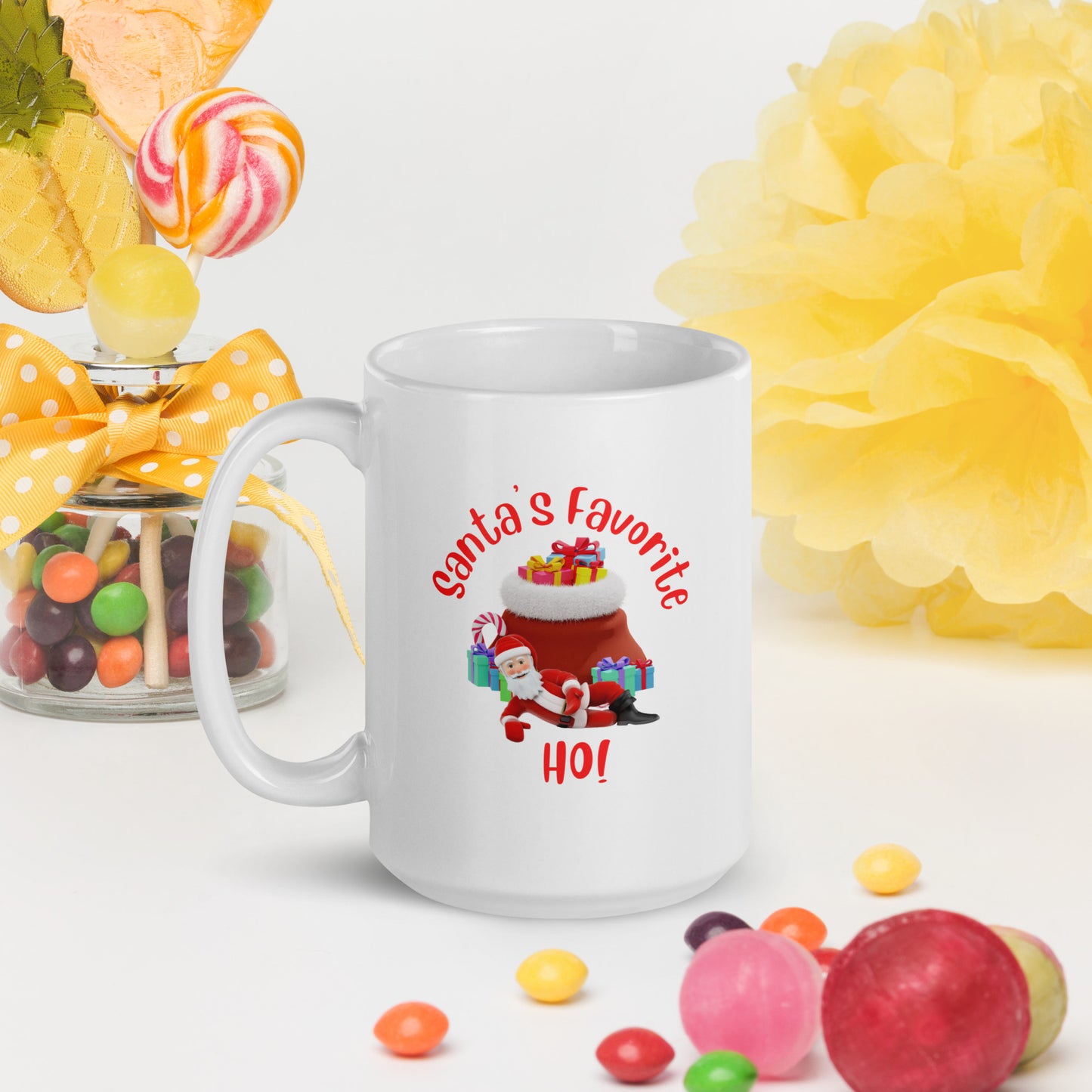 Rude, Crude, and Funny #11 "Santa's Favorite HO!" White glossy mug