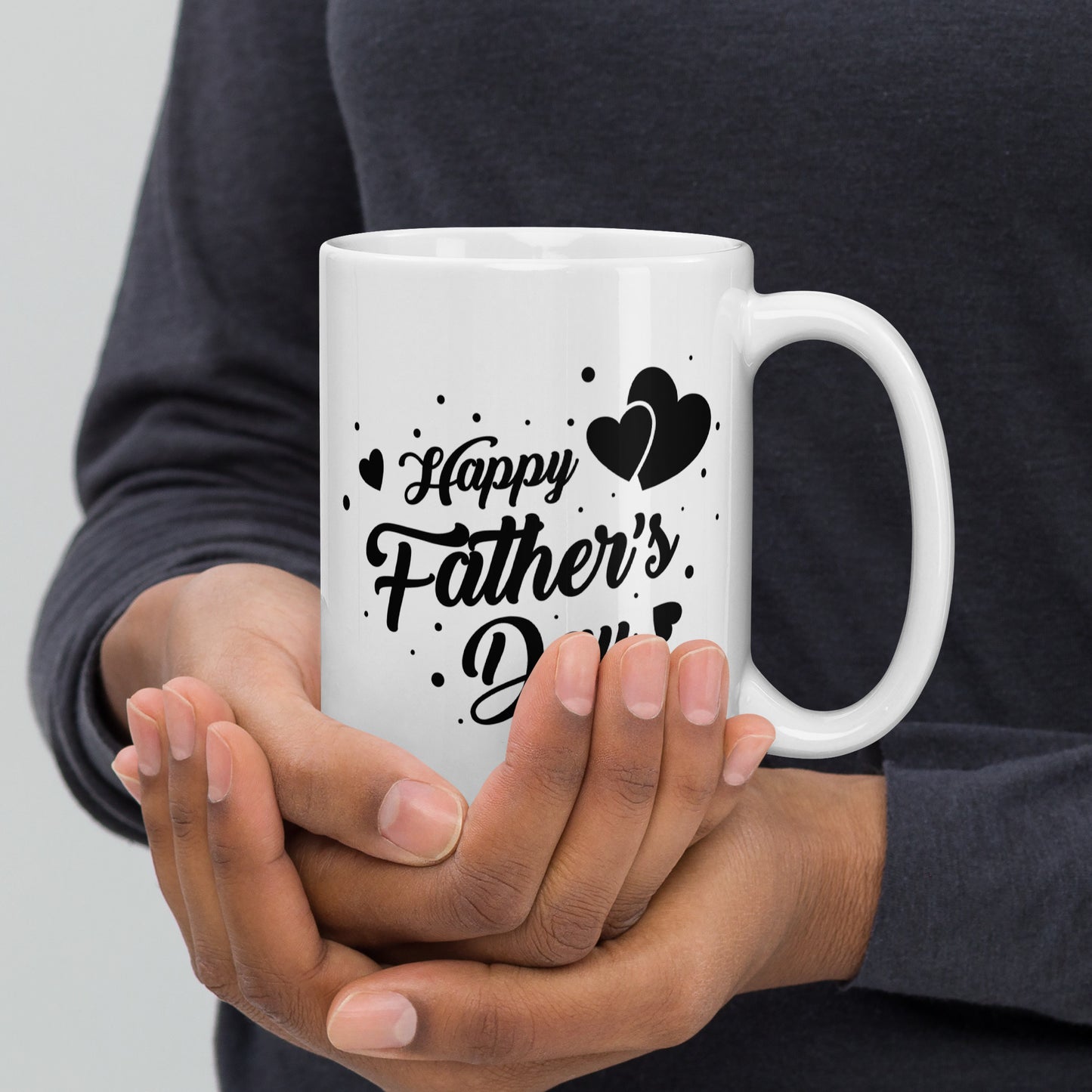 Father's Day #05 "Happy Father's Day" White glossy mug