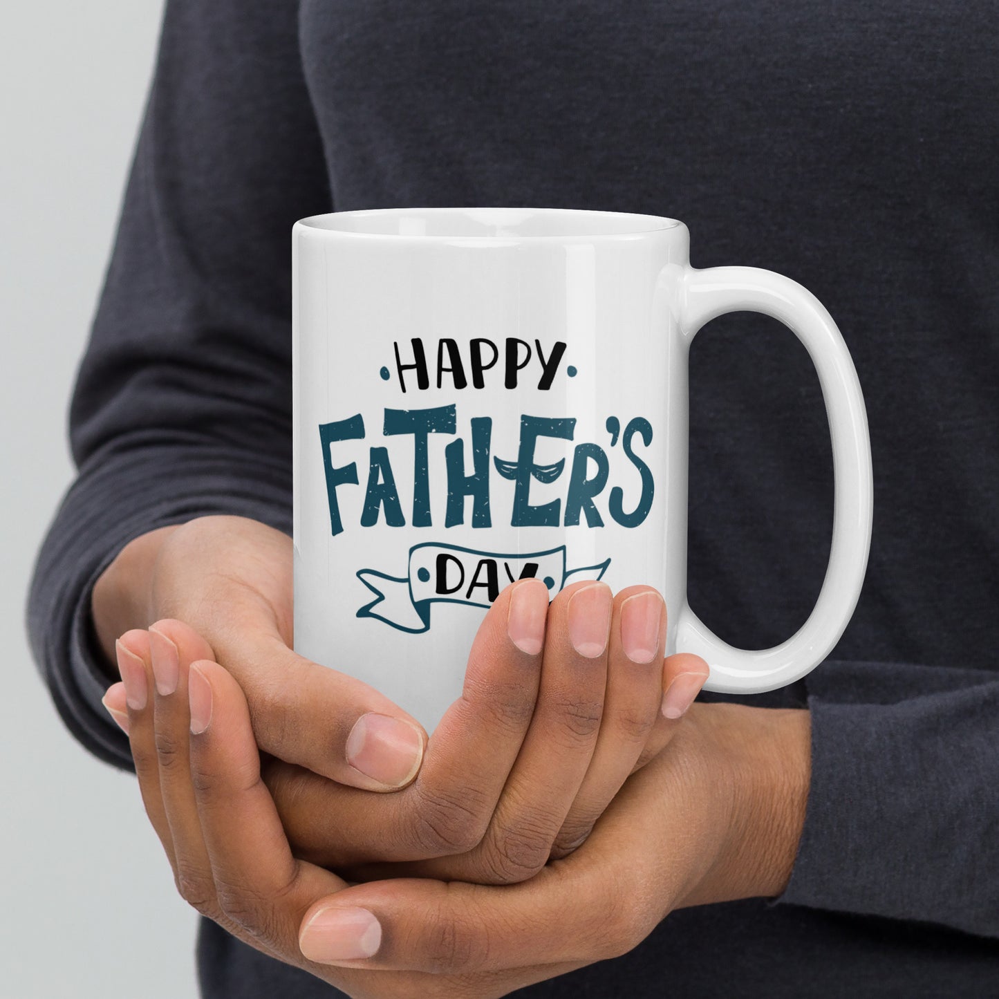 Father's Day #01 "Happy Father's Day" White glossy mug