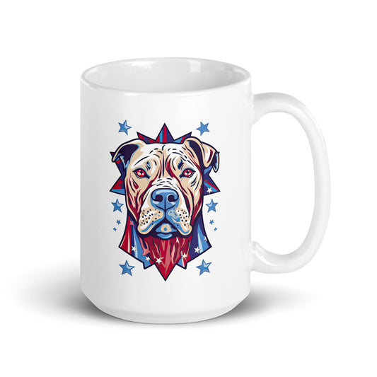 Man's Best Friend #01 Patriotic Dog White glossy mug