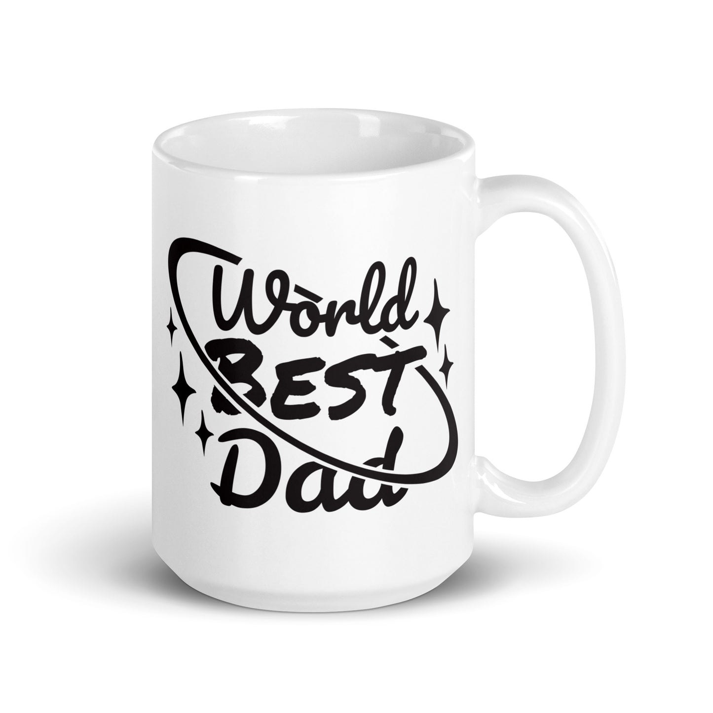 Father's Day #04 "Worlds Best Dad" White glossy mug