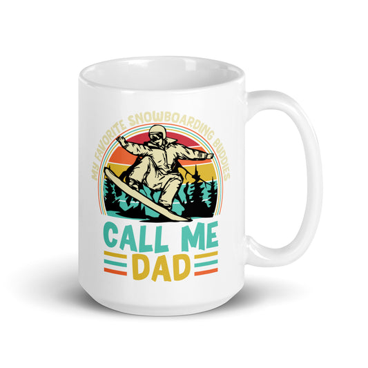 Father's Day #06 "Call Me Dad" (Snowboarder) White glossy mug