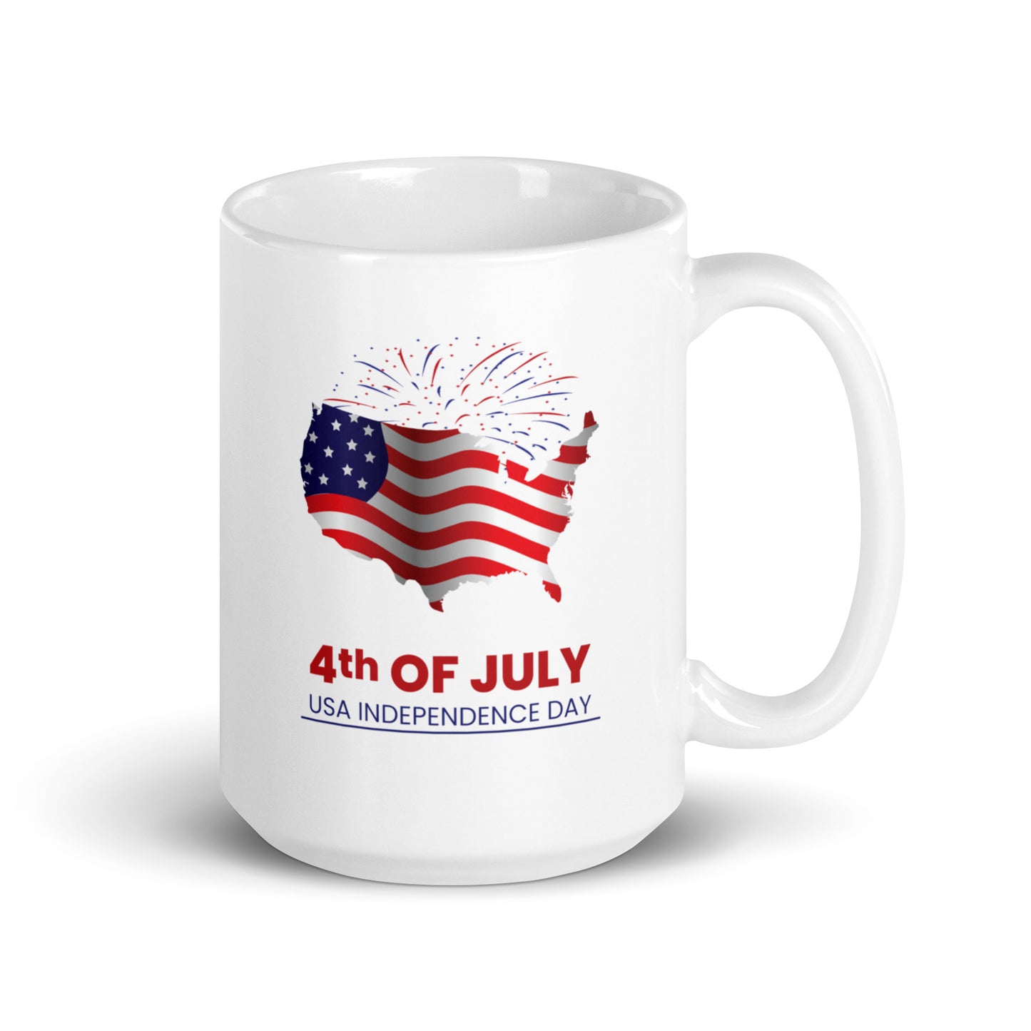 4th of July #12 "4th OF JULY USA INDEPENDENCE DAY" White glossy mug