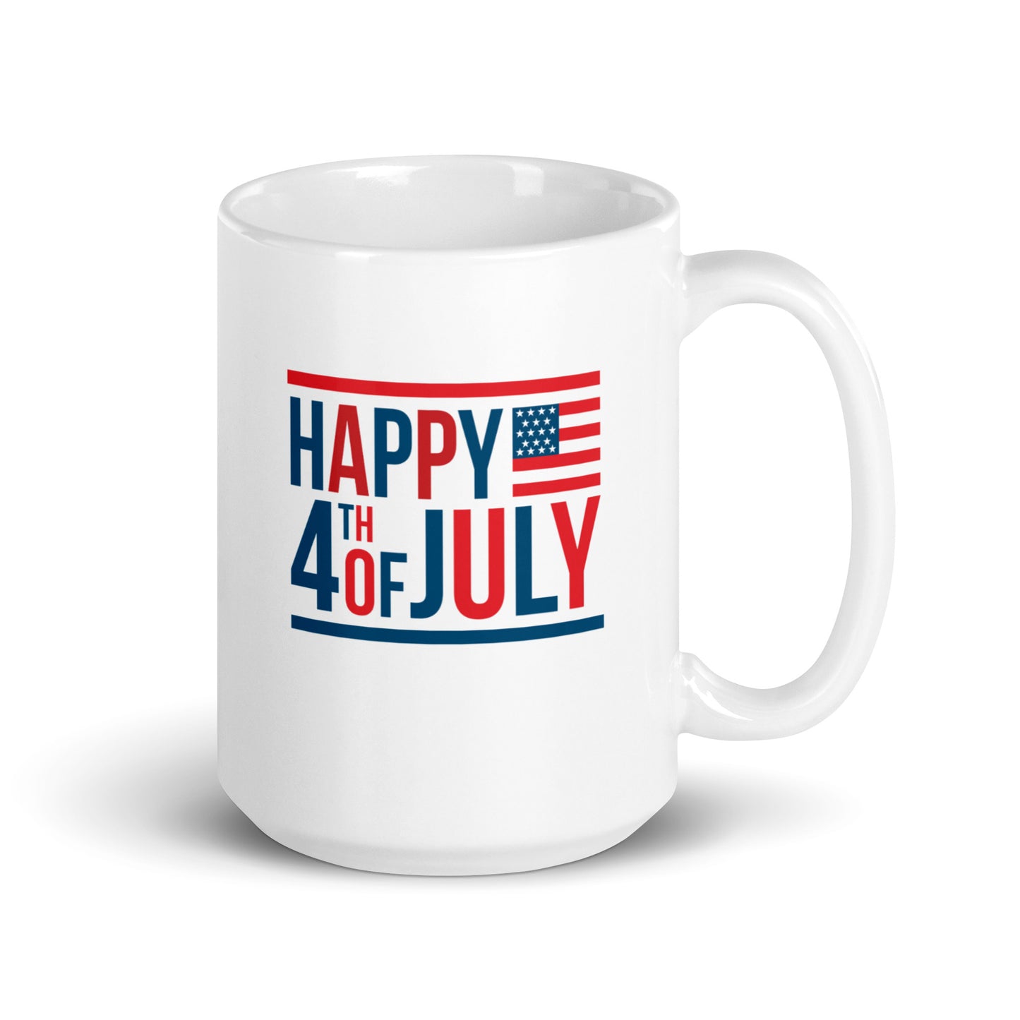 4th of July #15 "HAPPY 4TH OF JULY" White glossy mug