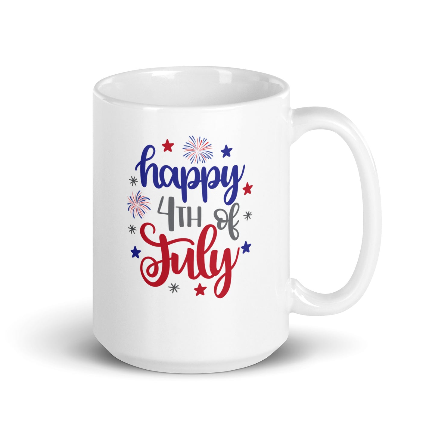 4th of July #16 "happy 4TH of July" White glossy mug