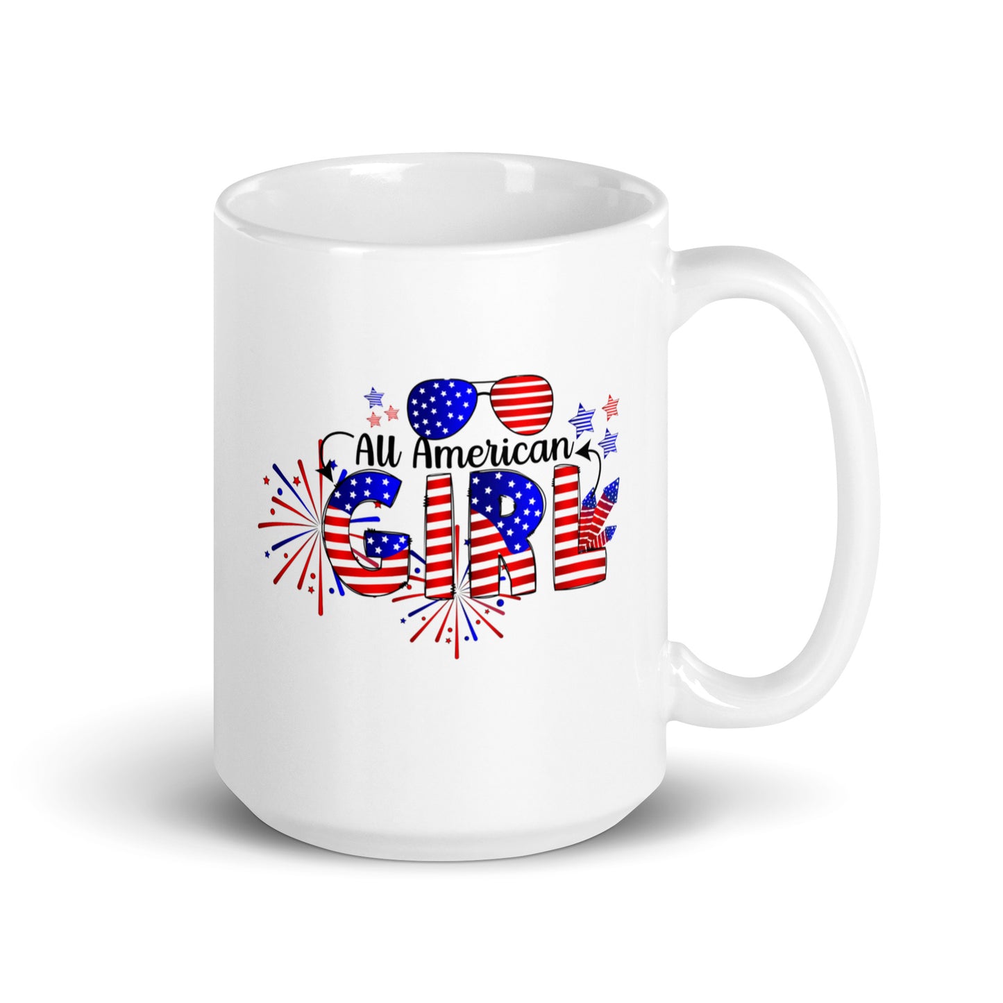 God Bless America #02 "All American GIRL" White glossy mug