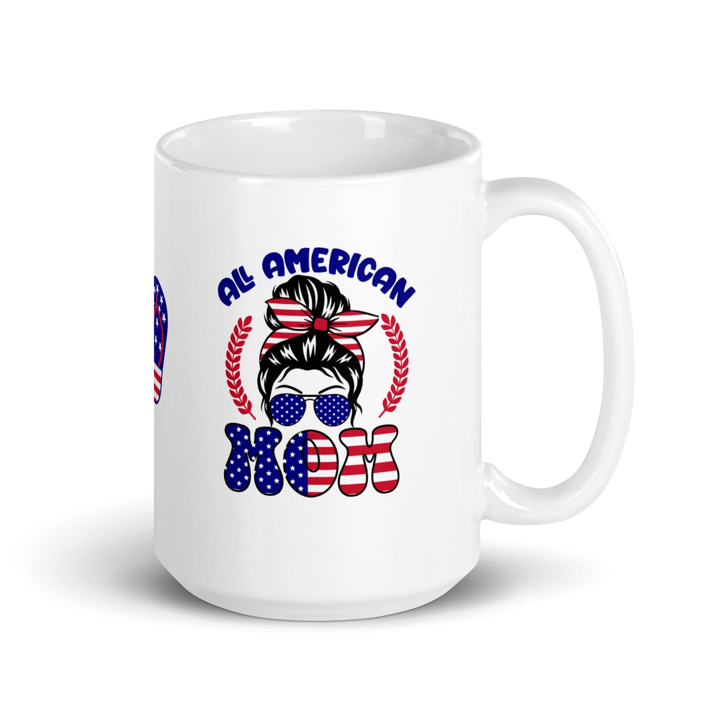 God Bless America #05 "ALL AMERICAN MOM" w/ Image of Flip Flops Full Wrap White glossy mug