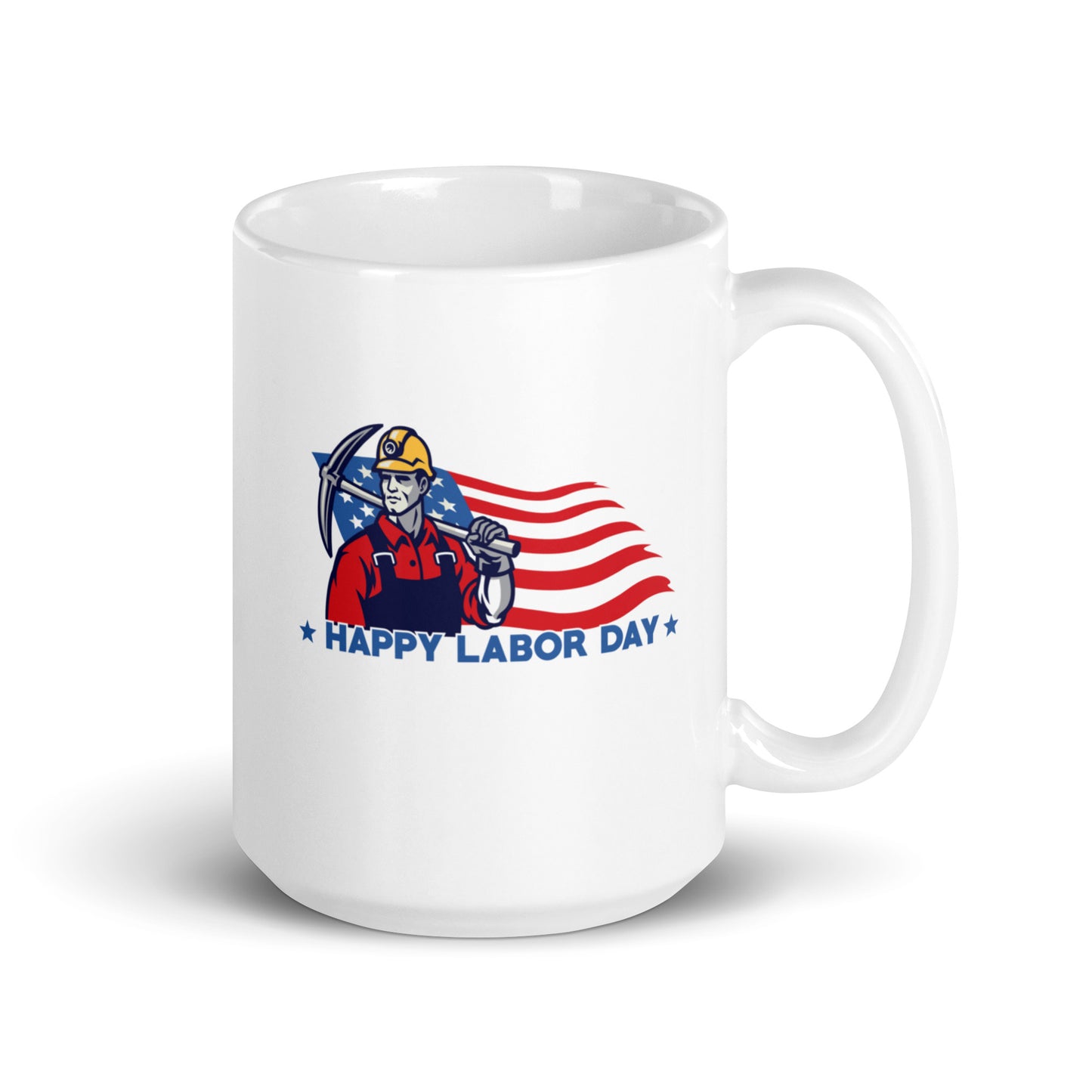 Labor Day #03 "HAPPY LABOR DAY" White glossy mug