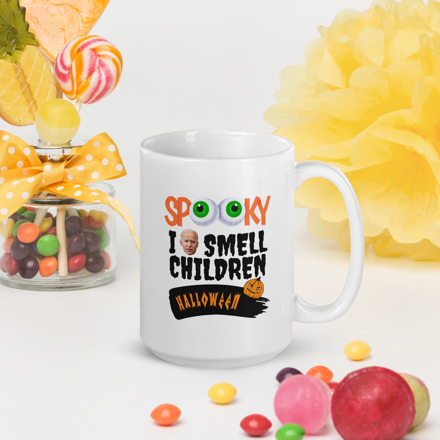 Halloween #05 "I SMELL CHILDREN" White glossy mug