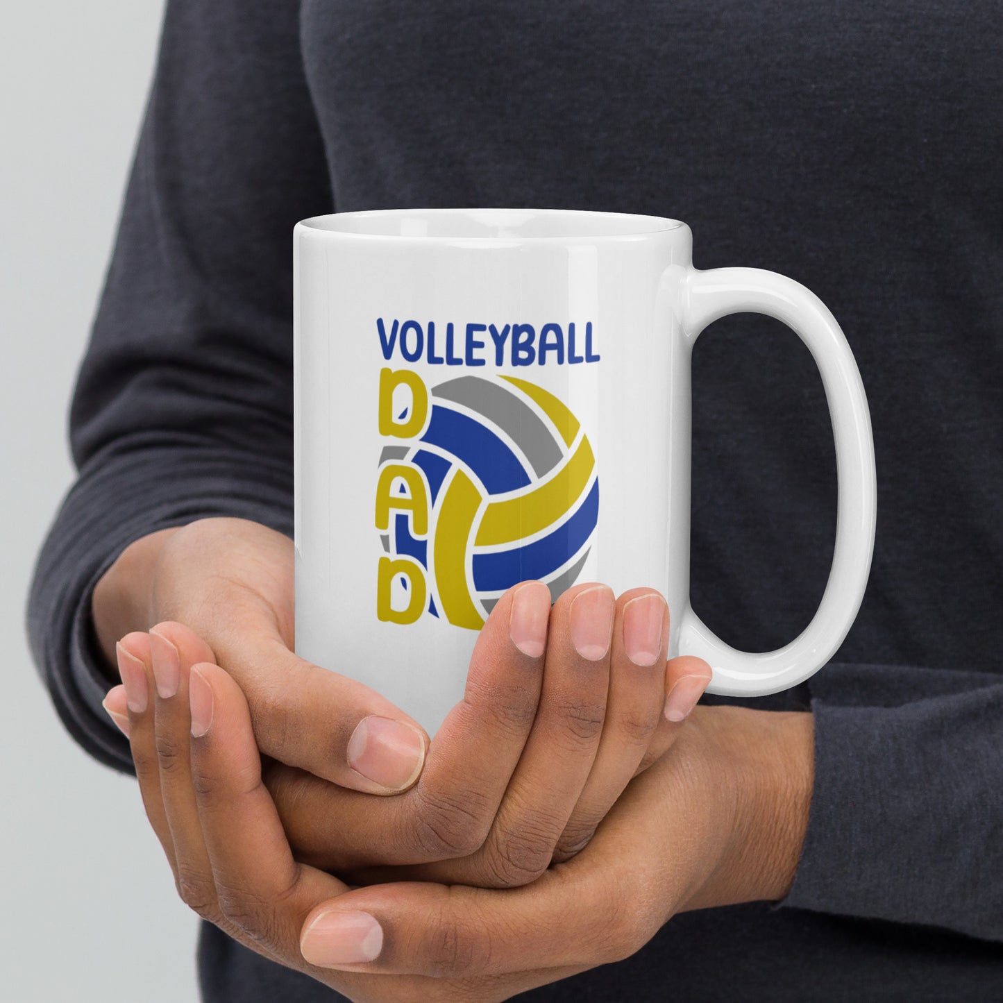 Dad #01 "Volleyball Dad" White glossy mug