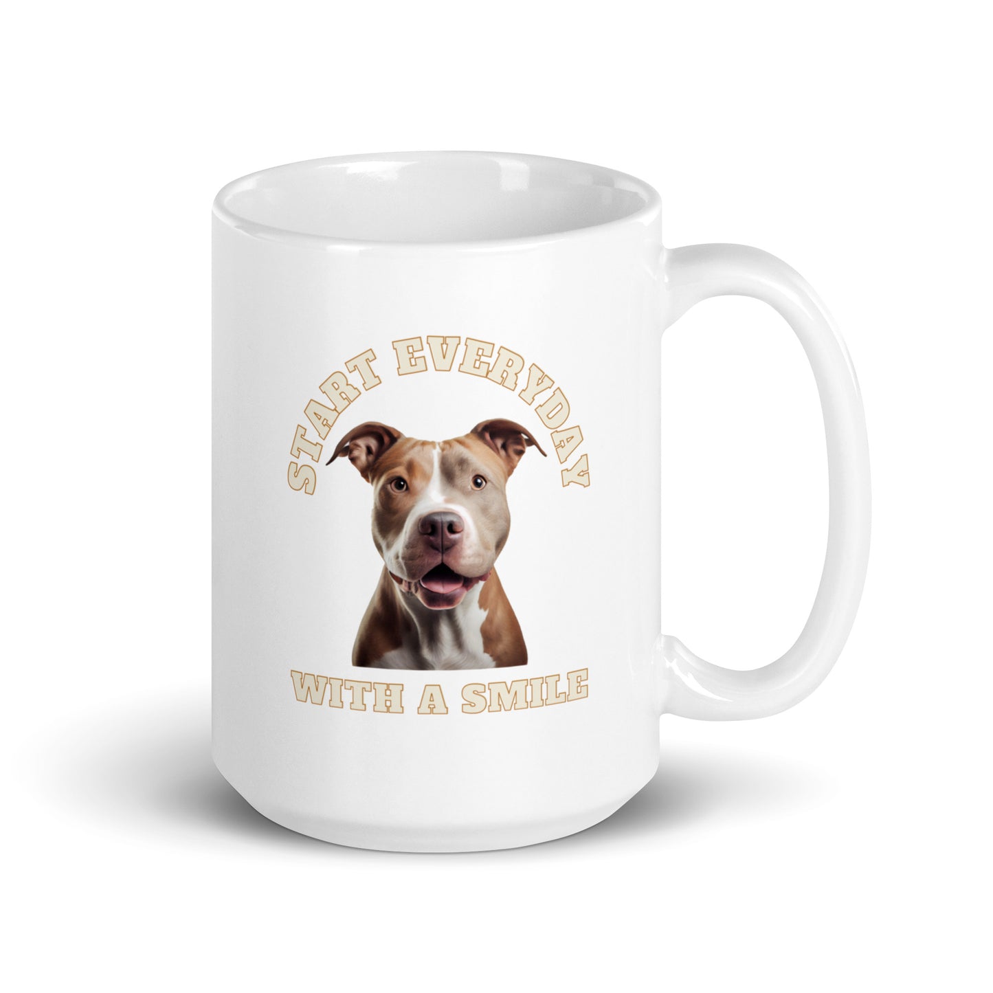 Man's Best Friend #08 American Pit Bull "START EVERYDAY WITH A SMILE" White glossy mug