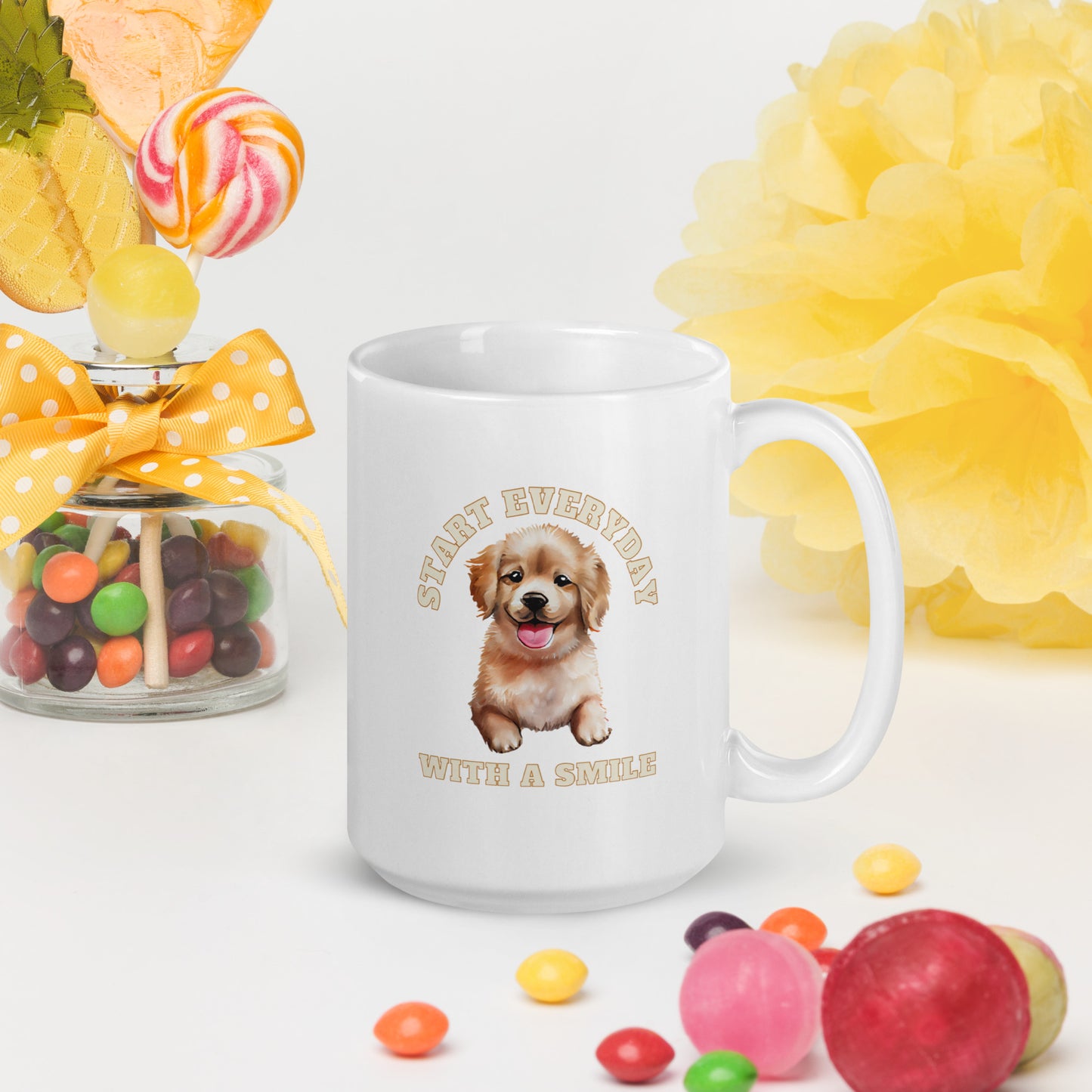 Man's Best Friend #06 Labrador Retriever "START EVERYDAY WITH A SMILE" White glossy mug