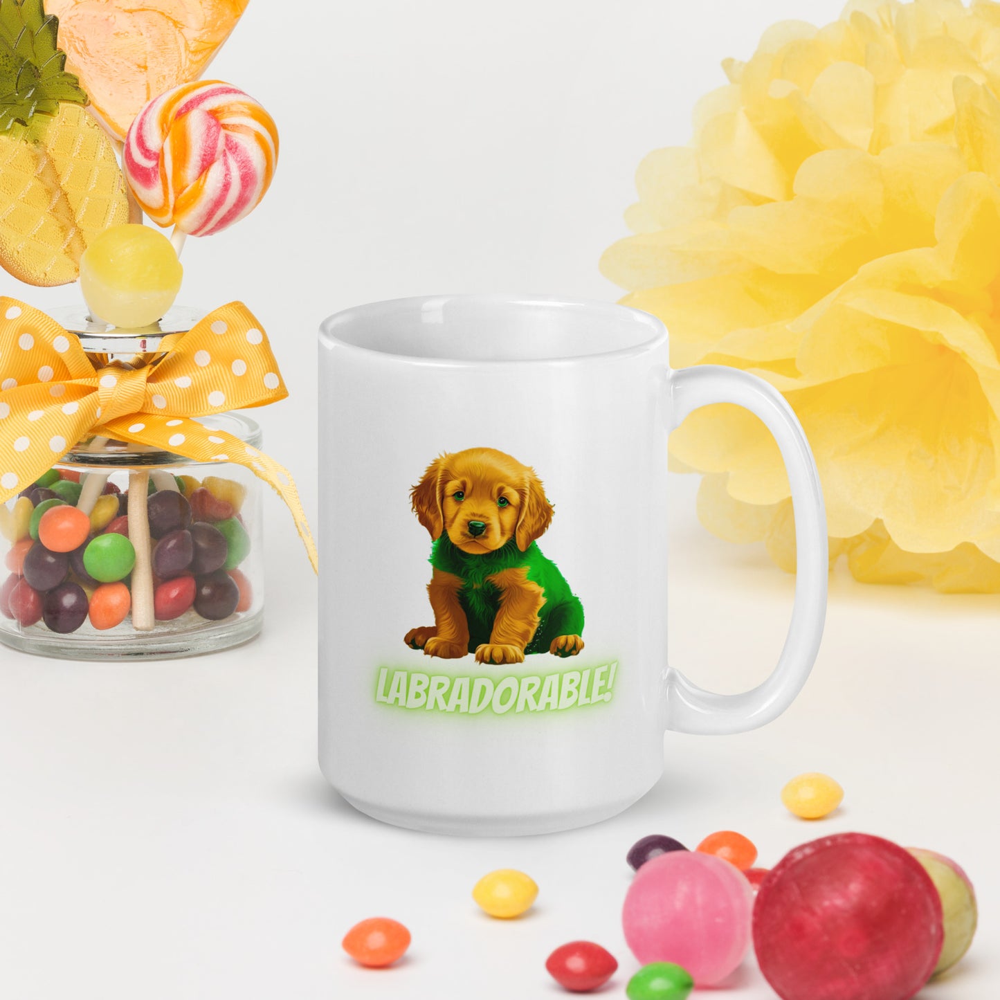 Man's Best Friend #09 Labrador Retriever "Labradorable" White glossy mug