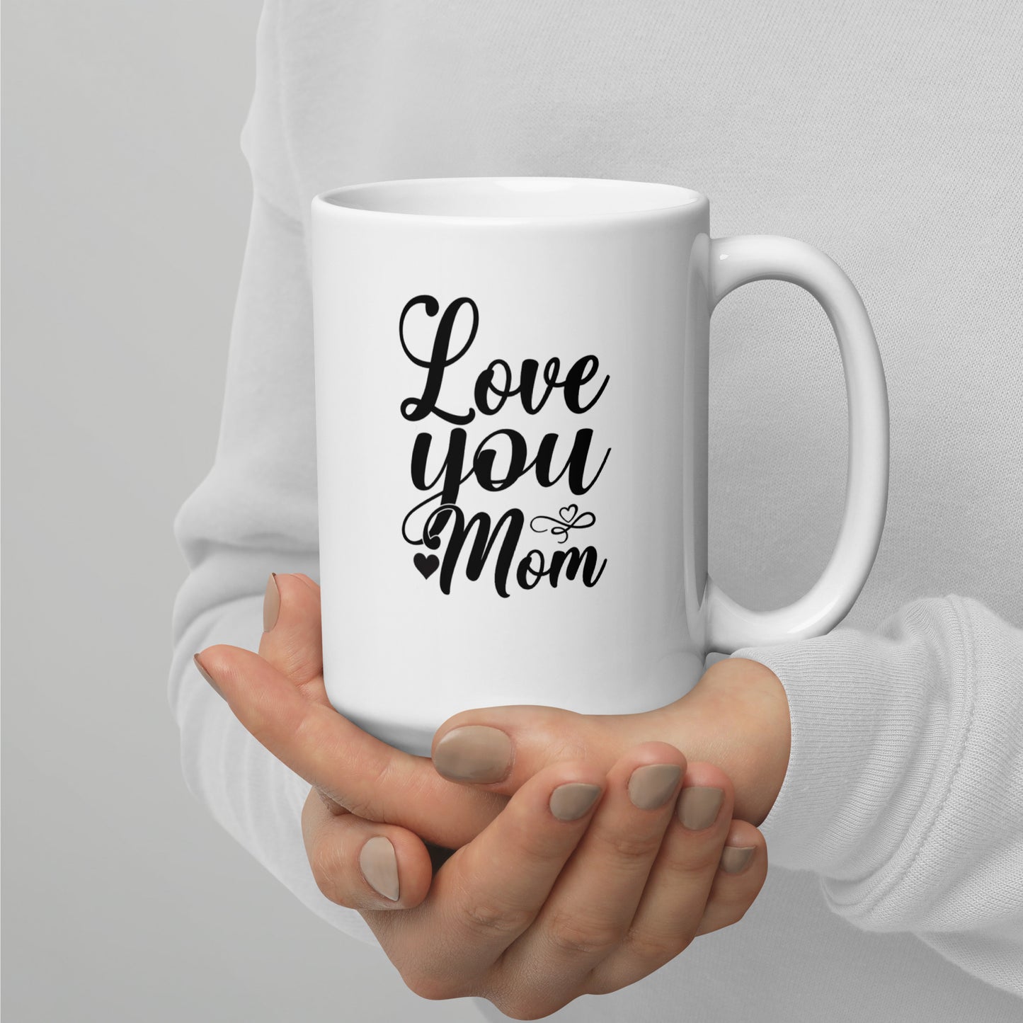 Mom #01 "Love you Mom" White glossy mug