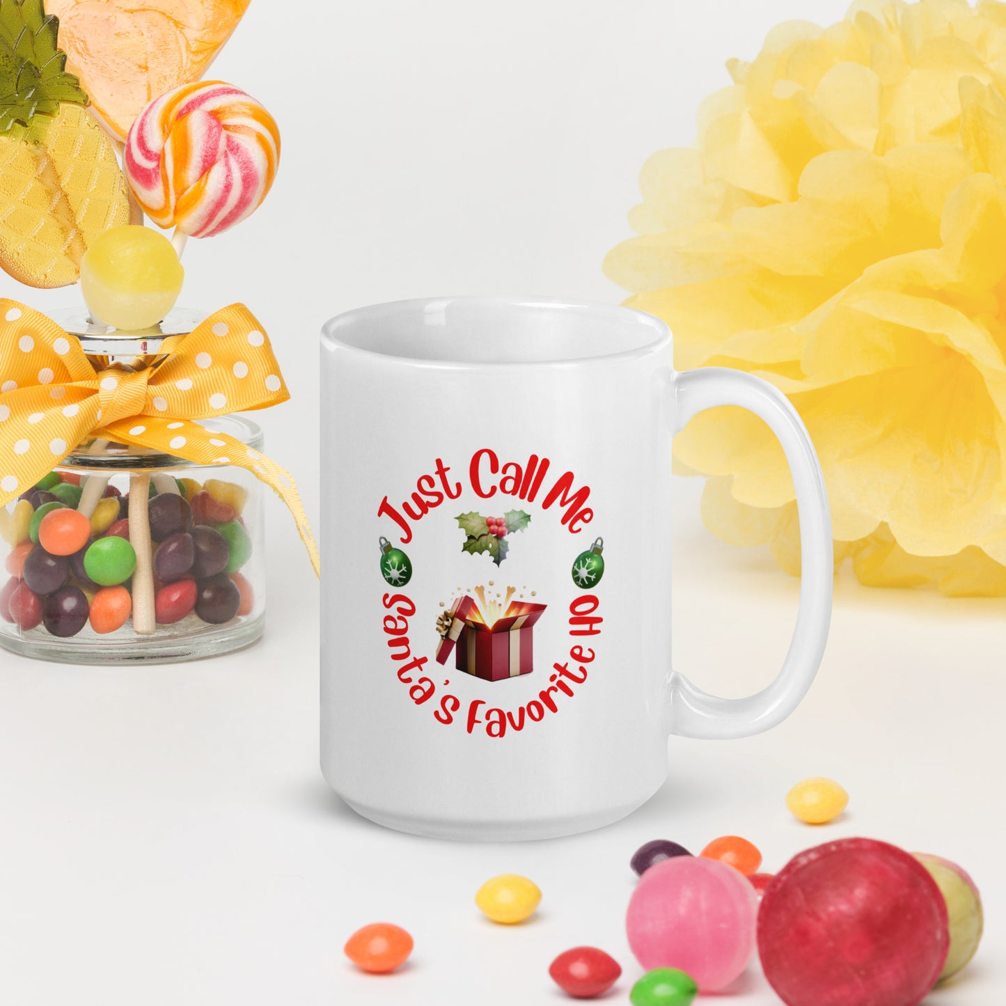 Rude, Crude, and Funny #08 "Just Call Me Santa's Favorite HO" White glossy mug